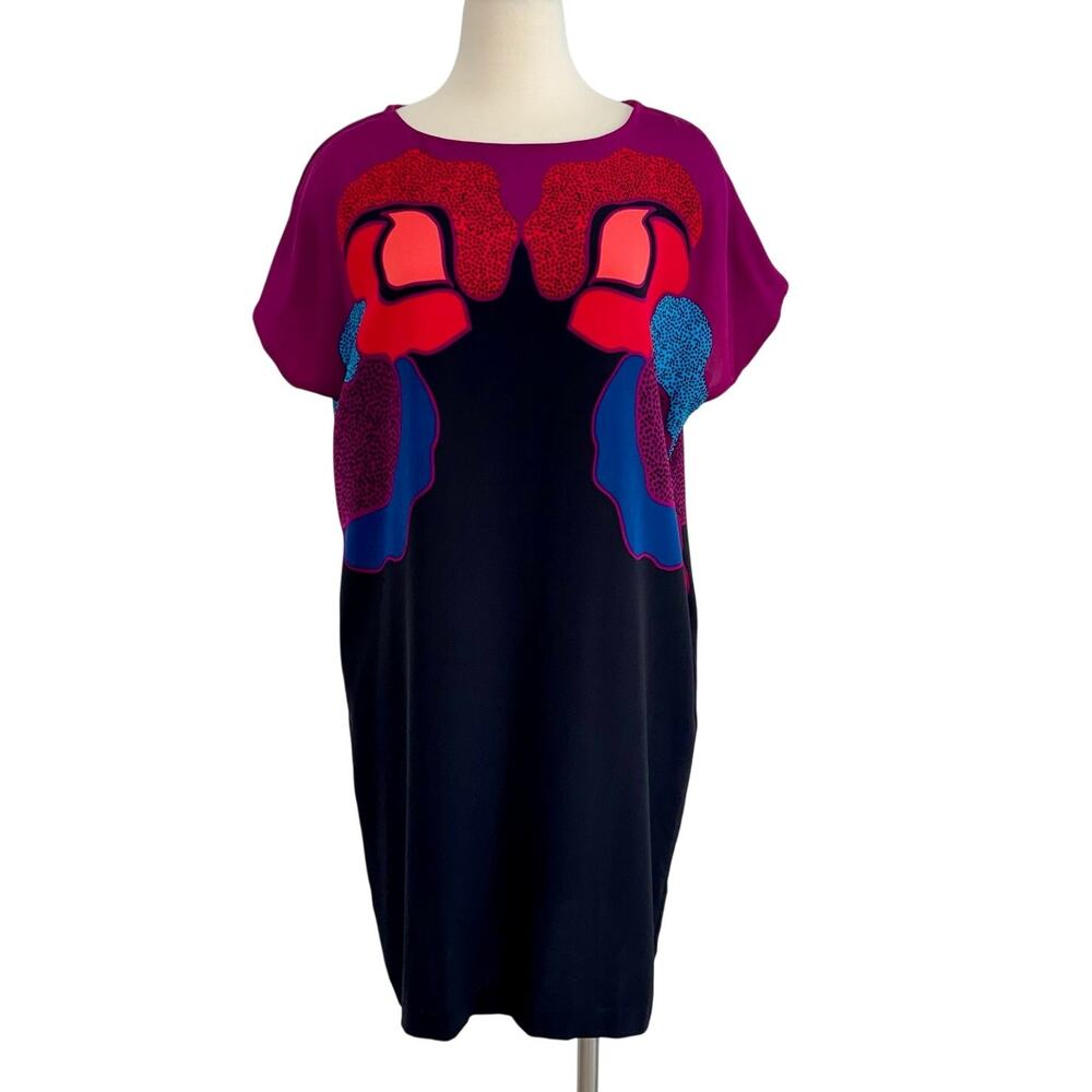 Diane von Furstenberg Harriet Tunic Mini Dress in Rose Gate Cerise Silk Blend M
